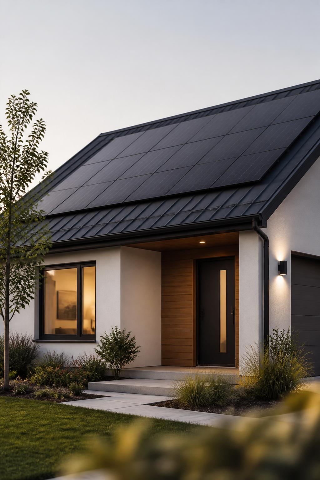Fresh solar roof installation on a modern home exterior
